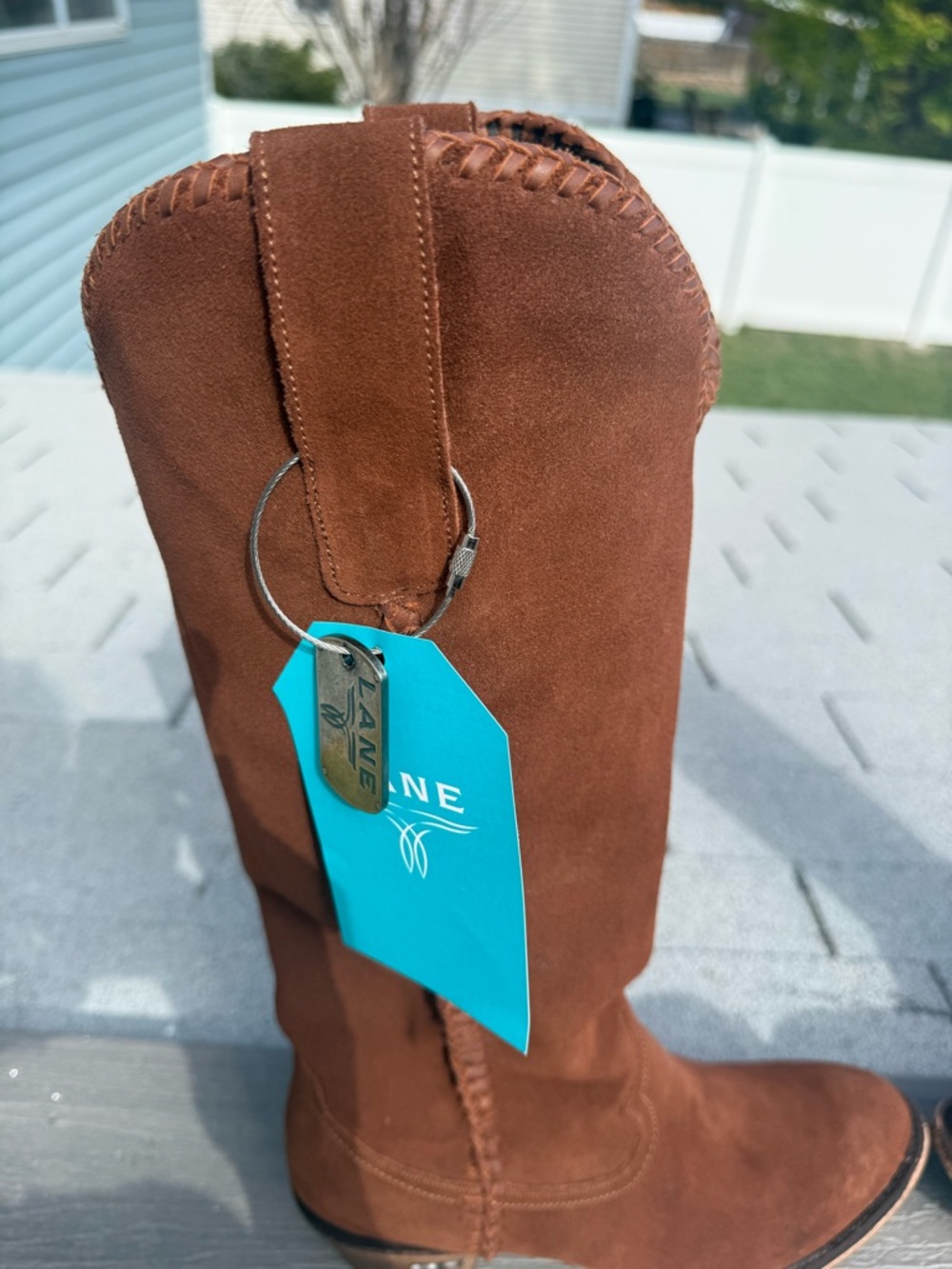 Women's Brown Plain Jane Lane Suede Western Knee-High Boots - Picture 8 of 10